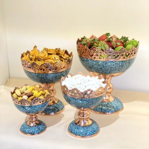 ست ظروف فیروزه کوب مسی
